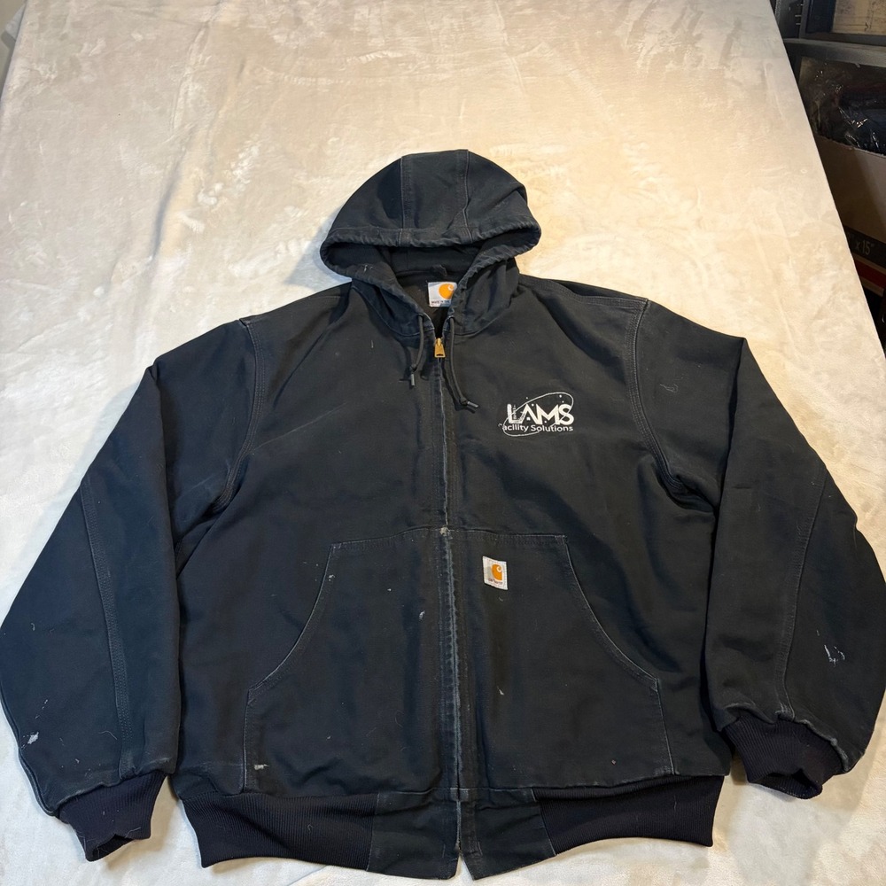 Vintage Carhartt J131 BLK USA Union Made Distressed Jacket Large LOGO Workwear